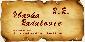 Ubavka Radulović vizit kartica